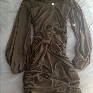 Windsor Black Long Sleeve Ruched Dress